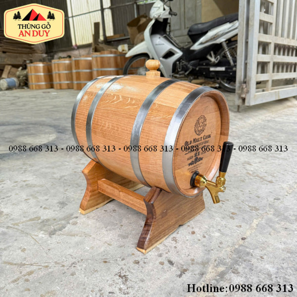 Thùng Gỗ Sồi 10L Vòi Crom