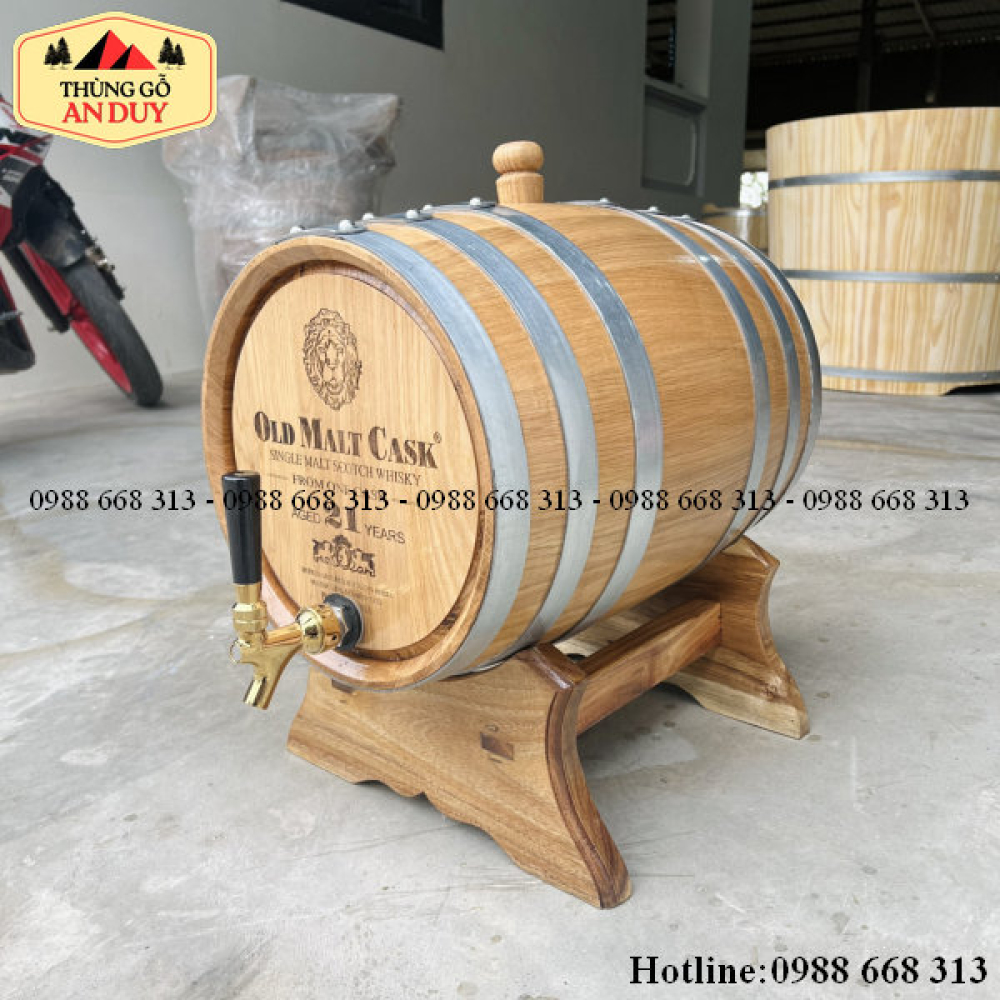 Thùng Gỗ Sồi 20L Vòi Crom