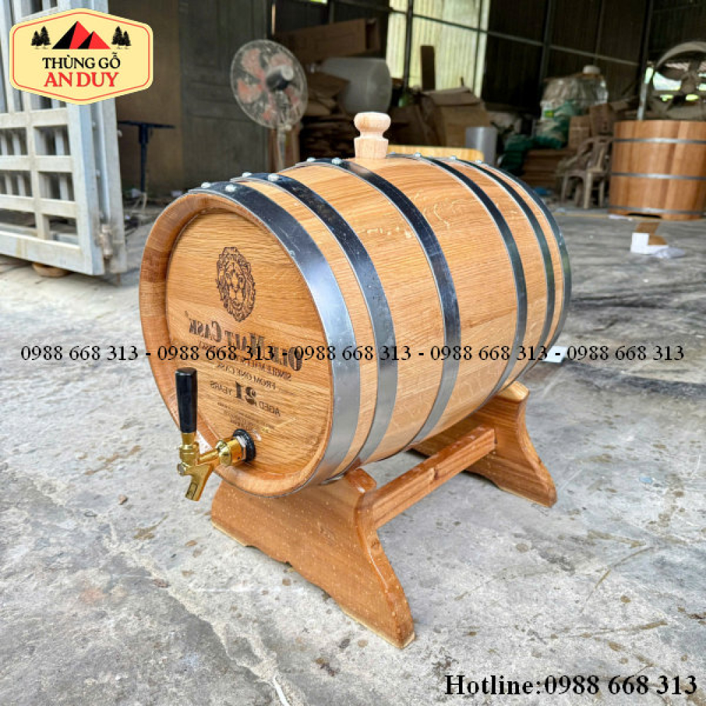 Thùng Gỗ Sồi 30L Vòi Crom