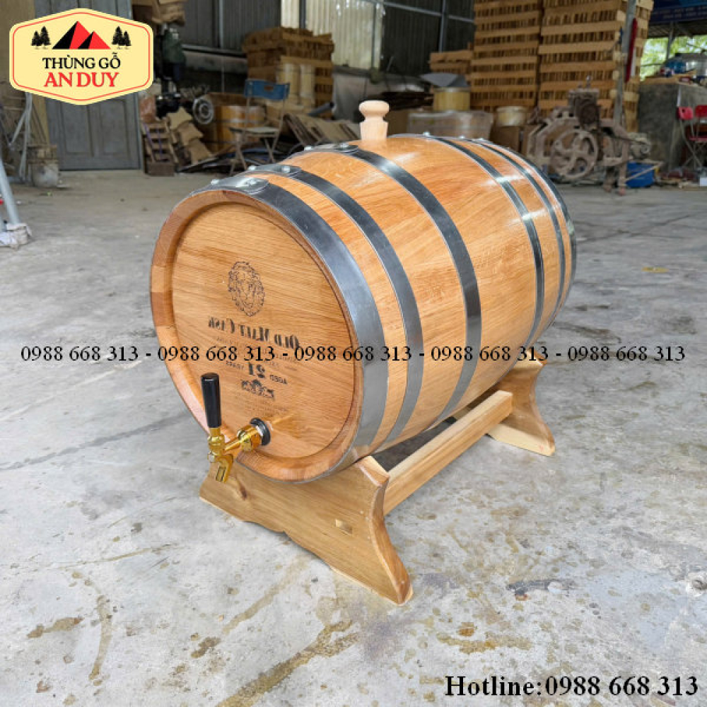 Thùng Gỗ Sồi 50L Vòi Crom